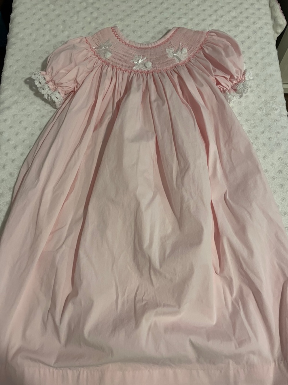 Smocked Puff Sleeve Pink Formal Dress for Girls